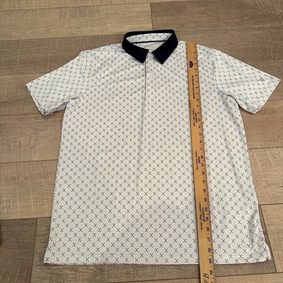 MAELREG MENS DRI FIT GOLF POLO SHIRT WHITE AND NAVY BLUE LARGE - Picture 4 of 8